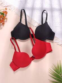 2pcs/Set Girls' Front-Open Bra, Thick Padding, Strong Support, Comfortable & Stylish Back Design, Suitable For 13-16 Years Old - Multicolor - View 4