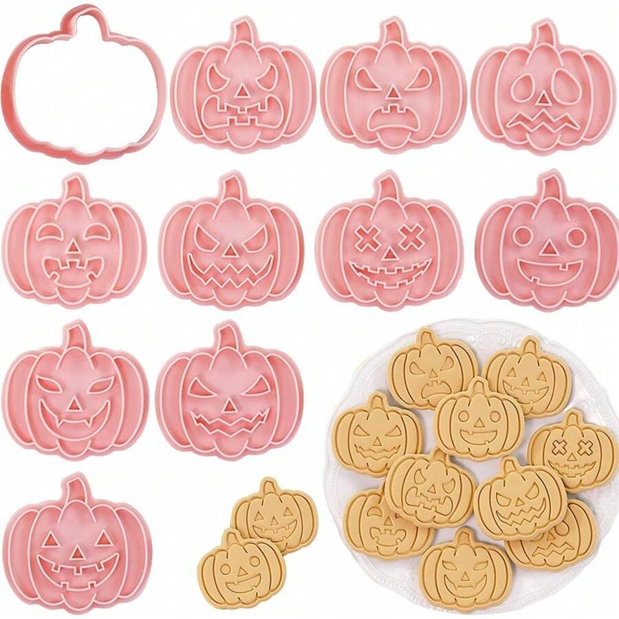 Halloween Cookie Cutters Set 10Pcs 3D Spooky Plastic Pumpkin Ghost Cookie S Stamps For Baking DIY Kids Party Supplies - 1 - Xem 1