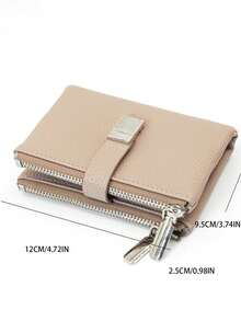 MINGYOU Women's Short Snap Wallet PU Soft Multi-Function Fashion Casual Card Holder Zipper Minimalist Student Coin Purse Compact And Stylish For Easy Carrying For Women Wallet Mini Wallet Purse Wallet Small Wallet Cute Wallet - Apricot - View 2