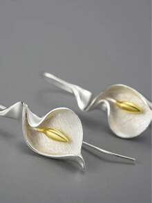 1pair Vintage Style Faux Pearl & Lotus Shaped Creative Earrings For Women Valentines,Mom,Mother's Day,Gift - Bạc - Xem 6