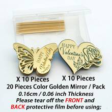 10/20 Pieces Happy Valentine's Day Gold Mirror Anniversary Acrylic Cupcake Topper - Gold - View 11