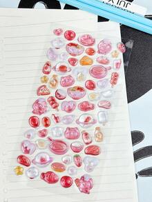 3D Embossed Crystal Stickers, Fruit Rabbit Pattern, Children's Handmade Educational DIY Decorative Materials, Gift Stickers, Spiral Notebook, Office & Study Supplies, Unisex, Improve Work Efficiency, Office & Study Supplies