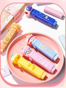 1 Set ausziehbarer Radiergummis (1 Radiergummi + 1 Nachfüllung), tragbarer austauschbarer Cartoon-Radiergummi zum Reinigen von Bleistiften, Büromaterial, Schulmaterial, unverzichtbar für Schüler zum Schulstart