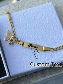 Customized Children's Stainless Steel Butterfly Bracelet, Back To School, Ramadan, Gift - Gold - View 4