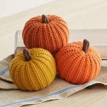 Five Hues, 3.15in Five Tiny Knitted Pumpkins, Faux Autumn Harvest Crochet Pumpkins, Rustic Cottages, Small Knitted Pumpkins For Thanksgiving, Halloween, Fall Decor, Home Decoration, Christmas, New Year Decor, Is Your Top Pick - Multicolor - View 3