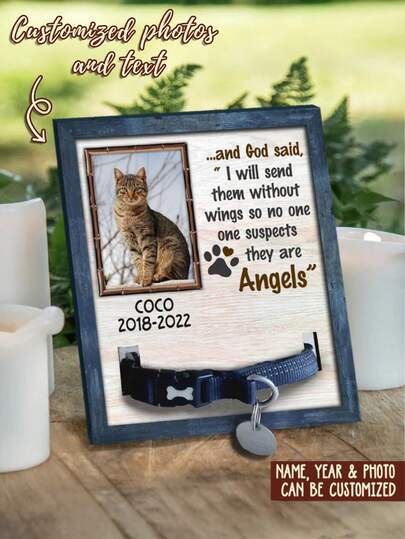 Marco conmemorativo personalizado para mascotas, marco para collar, marco de fotos conmemorativo de madera, regalo conmemorativo para mascotas, regalo para propietarios de mascotas, regalo para amantes de las mascotas, regalo por fallecimiento de mascota, decoración de escritorio, decoración de pared, decoración de habitación, regalo de condolencia, regalo de funeral