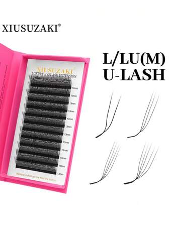 XIUSUZAKI 12 filas de extensiones de pestañas en forma de U, con rizado L/LU/M, 3D, 4D, 5D, W, pestañas postizas de visón con abanicos de volumen premontados