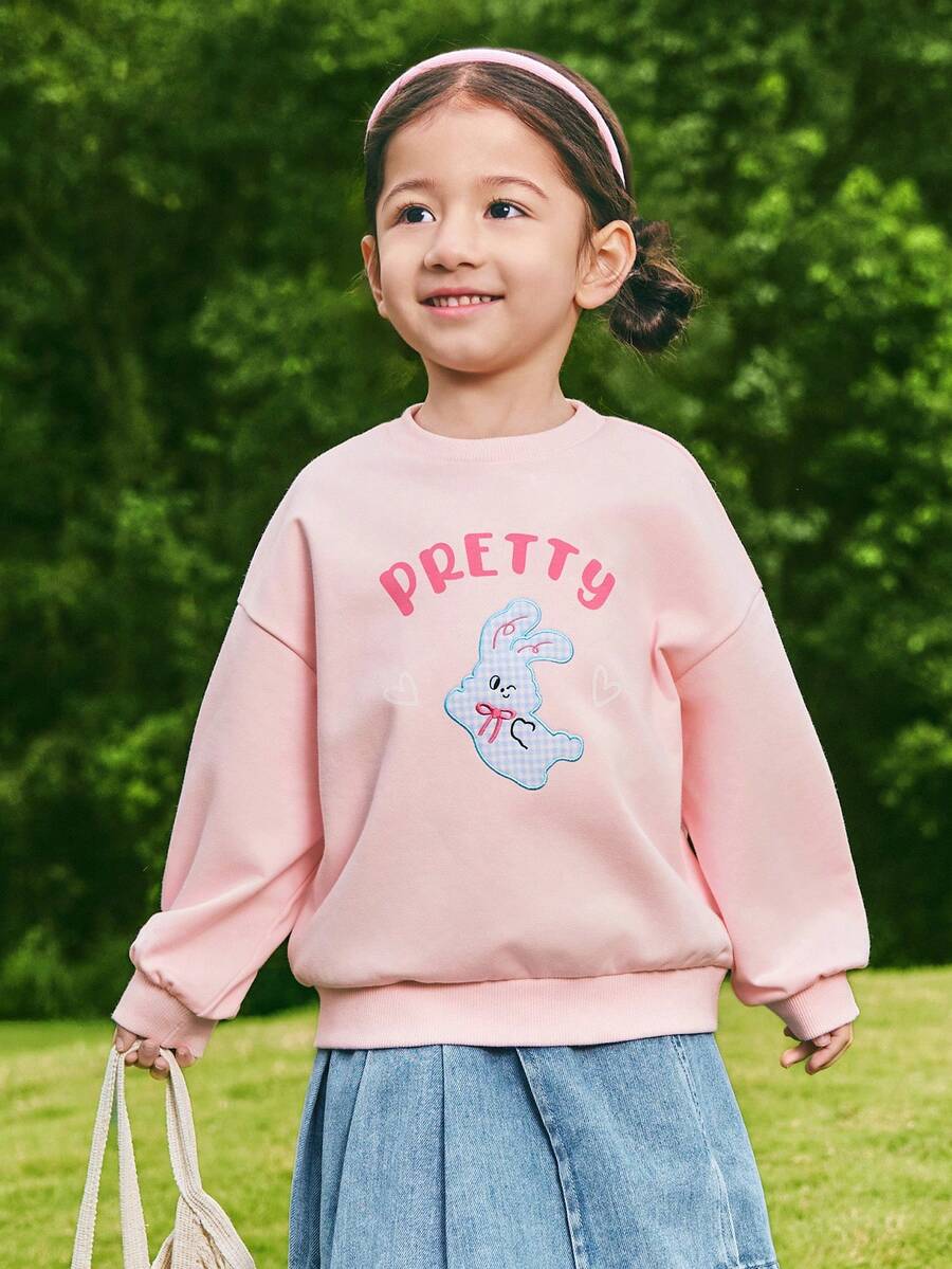 Balabala Young Girl' Sweatshirt, Unisex Long Sleeve Spring Top 2026 - Pink - View 1