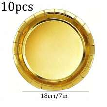 10件/11件套开斋节一次性餐具金色盘子杯子横幅礼品袋派对用品2025斋月装饰