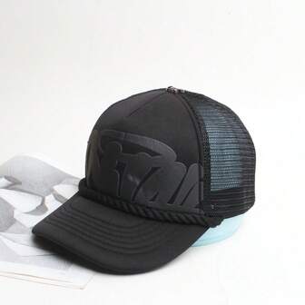 Unisex Vintage Letter Trucker Hat, Casual Hip Hop Baseball Cap, Dad Hat