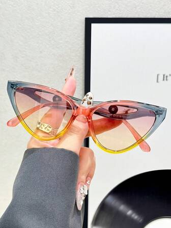 1 st damer casual cat eye-glasögon med pärlmotiv, semester, streetstyle