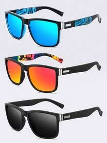 3副男女通用方形彩色装饰眼镜，时尚百搭，适合日常、运动、驾驶等场合。