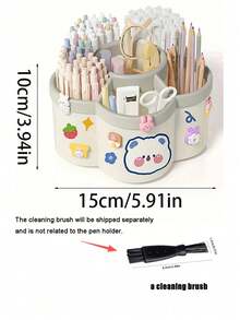 360° Rotating Cute Pen Holder, Large Capacity Multi-Function Desktop Stationery Organizer Box, Polished PVC Material, Embedded Installation, Lightweight & Portable, Can Be Used As Pencil Case, Pen Cup, Cute Pencil Box, Desktop Organizer, Marker Pen Holder, Back To School Essential, Storage Box, Cosmetic Organizer, Gift, Makeup Brush Holder