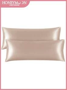 1件缎面加长抱枕套，丝绸枕套，呵护秀发和肌肤，奢华丝滑，超柔软透气，无填充物，可机洗，通过Oeko-Tex认证 - 香檳色 - 查看 2