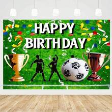 1pc Football-Themed Birthday Party Banner, Birthday Banner Background, Party Photo Backdrop, Wall Decoration Prop, Party Supplies, Home And Outdoor Decorations.