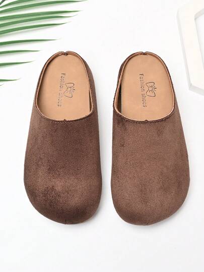 1 Pair Toddler/Little Girls' Flat Slippers, Minimalist Round Toe Fashion Elegant Cute Slippers, Suitable For 3-12 Years Old Girls Daily Casual Vacation Wear, 2026 Spring/Summer Stylish Indoor/Outdoor Slippers