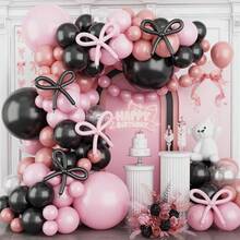 Pink And Black Balloon Arch Kit,118Pcs Retro Dirty Pink Black Clear Balloons Garland Different Sizes For Girls Women Birthday Wedding Baby Bridal Shower Party Decorations - Multicolor - View 1