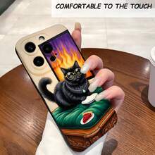 1PC Phone Case ,  Black Cat With Sunglasses And Cake , Stylish Phone Case, Phone Decoration, All-around Lens Protection, Creative Small Gift, Funny Gift for Boys and Girls - ブラック - チェックする 2