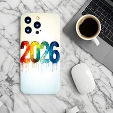 1PC Phone Case ,  Colorful Watercolor 2024 Design , Stylish Phone Case, Phone Decoration, All-around Lens Protection, Creative Small Gift, Funny Gift for Boys and Girls - ブラック - チェックする 6