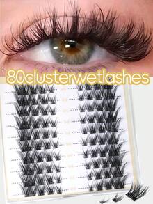 10 Pairs Faux Mink Eyelashes, 80 Clusters 0.07mm C Curl Oblique Flare Half Eye Lashes, Self-Adhesive Delicate Cat Eye 200D Lashes