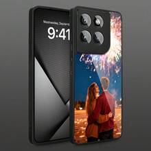 1个定制情侣高清手机壳，兼容摩托罗拉Moto G85、A17/A55/A56/A54/A53/A56/S25，兼容 11/12/13/14/15/16/17 Pro Max，趣味手机壳，圣诞礼物，送给朋友或女性的礼物 - 黑色 - 查看 6