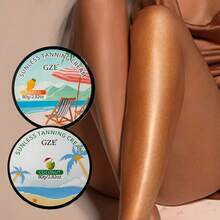 Crème de bronzage sans soleil GZE 2 parfums Coco & Ananas 80g, lotion de bronzage corporel bronze, brun profond naturel sans exposition au soleil, crème de bronzage artificiel longue durée sans traces - Multicolore - Voir 3