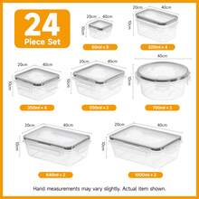 STABLO 48pcs Food Storage Container, Fresh-Keeping Boxes, Easy-To-Secure Lids (24 Lids + 24 Containers)- Airtight Plastic Containers, Suitable For Pantry, Travel, Outdoor Picnics, Kitchen Organization, Comes With Labels And Marker - 黑色 - 查看 5