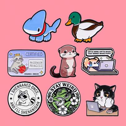 Cute Sea Otter Duck Shark Enamel Pin Animal Quotes Brooch Lapel Pin Badge On Backpack Clothing Accessories Fashion Jewelry Gifts