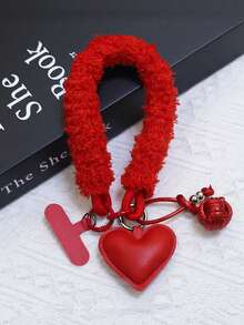 1pc Red Heart-Shaped Phone Lanyard, Festive Phone Charm Strap Gift For Girlfriend, Friends On Valentine's Day - Multicolor - View 12