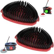 Aifacay 2-Pack Upgraded Scrub Brush Heads For O-Cedar EasyWring Spin Mop, Full-Bristle Heavy-Duty Replacement Mop Brush Attachments Compatible With 1-Tank Spin Mop Set For Deep House Cleaning - 2025升級版2支刷子,適用於1個水箱 - 查看 2