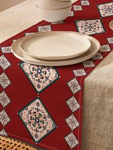 1pc Floral Pattern Table Runner/Placemat, Suitable For Holidays, Parties, Birthdays, Dinners, Kitchen & Dining Room Decor, All Season Home Textile Decoration - Multicolor - View 14