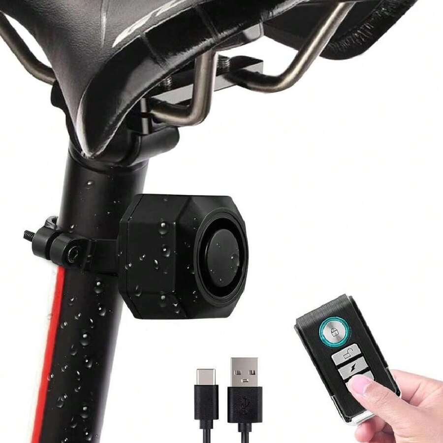 Alarma Antirrobo para Bicicleta Motocicleta, Sirena Antirrobo con Control Remoto 110dB Inalámbrico, IP65 Vibración Sensor De Movimiento 7 Niveles, Alarma De Vehículo Súper Fuerte,37854154