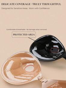 1pc Strapless Invisible Adhesive Gel Bra, 3cm Padded For Extra Support And Lift, With Adhesive Breast-Lifting Tape, Suitable For Small Busts And Nipple Covers, Perfect For Wedding Dresses And Formal Gowns. - Multicolor - View 4