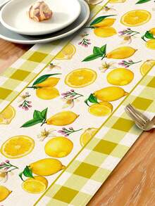 1pc Lemon Pattern Table Runner/Placemat, Suitable For Holidays, Parties, Birthdays, Dinners, Kitchen & Dining Room Decor, All Season Home Textile Decoration - Multicolor - View 7