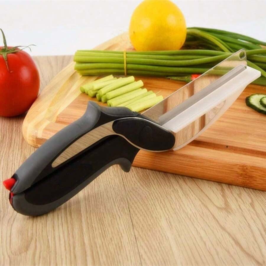 Cortador De Alimentos Para Cortar Verduras, Además De Sacapuntas, Tijeras 2 En 1, Tabla De Cortar, Cortador De Verduras, Utensilios De Cocina, Tijeras Para Ensalada, Ideas De Regalo ER - Multicolor - Ver 1