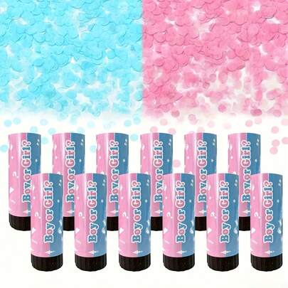 4/8pcs Gender Reveal Confetti Poppers, Colorful Paper Confetti Toss Supplies, Suitable For Weddings, Bridal Showers, Birthdays, Christenings, Kids Parties, Boy Or Girl Themed Parties - Tabletop Decor And Performance Props. (Pink/Blue)