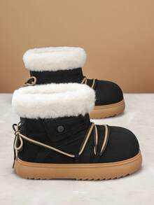 男士厚底保暖毛绒内衬系带雪地靴，冬季新品