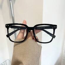 1 Cặp kính thời trang nữ không độ, gọng vuông cổ điển, trang trí đinh tán, đa năng, tối giản, trong suốt, có thể đeo như phụ kiện trang trí, phù hợp để đeo hàng ngày. - màu đen - Xem 1