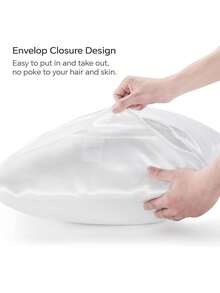 1pc Satin Extended Body Pillowcase, Silk Pillow Case For Hair And Skin, Luxurious And Silky Smooth, Ultra Soft And Breathable, No Filler, Machine Washable, Oeko-Tex Certified - White - View 4