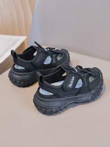 1 Pair Sports Shoes, New Spring/Summer Boys' Breathable Mesh Shoes, Big Kids' Non-Slip Casual Shoes, Closed Toe Sandals - Black - View 6