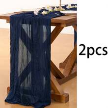 Zestaw 5-częściowych granatowych plisowanych bieżników na stół, składany obrus, dekoracja na urodziny, dekoracje ślubne, wystrój domu, dekoracja stołu w jadalni, obrus w jednolitym kolorze, bieżnik, dekoracja urodzinowa, dekoracja ślubna, dekoracja noworoczna 2026, prezent na imprezę, dekoracja na imprezę, bieżnik do domu - Granatowy - Zobacz 7