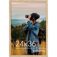 24x36 Poster Frame For Wall, Plexiglass, Displays Picture 20x30 With Mat Or 24x36 Without Mat, PVC Frame Material, Horizontal Or Vertical Hanging, 1 Pack, Natural - 天然木材 - 查看 1