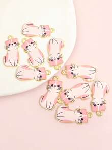 10pcs Q-Version Cat Styling Drip Oil Alloy Charms - Cute Meow People Series Accessories, Kawaii Necklace Earrings Keychain And More Creative Chain Ornaments DIY 9 Styles Pet Kitten Pendants - Perfect Gifts Souvenirs For Cat Lovers