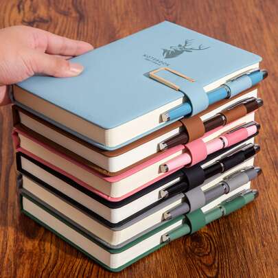 Set de 3 cuadernos de piel sintética A5, con marcador de libros, tapa dura, cierre magnético, resistente al agua - Ideal para reuniones de negocios y universidad