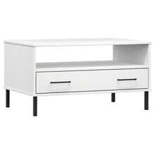 vidaXL Table basse avec pieds en métal Blanc 85x50x45 cm Bois OSLO - Blanc - Voir 3