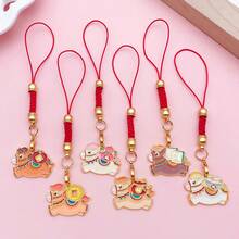 New Year's Soft & Auspicious Pony Pendant With Lanyard: Red Cord + Gold-Plated Finish. A Therapeutic And Lucky Accessory For Your Phone Or Keys-A Meaningful Keepsake To Carry With You Every Day. - Pony - View 9