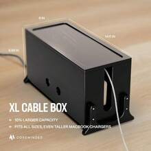 Large Management Box, Wood Cord Hider Box Organizer Power Strip, TV Wires Desk Storage - 黑化金合歡 - 查看 5