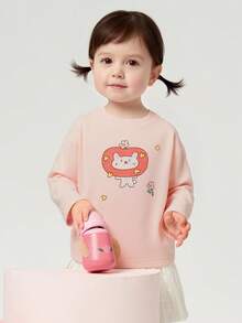 Balabala Young Girl' Long Sleeve T-Shirt, Cotton Cute Spring/Fall Top 2026 - White Red - View 1