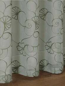 2pcs Embroidered Ginkgo Leaf Sheer Curtains, Lightweight & Breathable, With Grommet Top, Semi-Transparent Blackout Curtains, Suitable For Living Room & Bedroom Decor - Mint Green - View 10