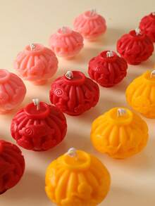 1 pieza Farol chino con vela, vela de cera de soja con aroma rojo/naranja/rosa en 3 colores, sin humo, decoración para Año Nuevo, boda, vacaciones, regalo, pequeño farol rojo con vela, vela para ambiente festivo, vela para el Día de San Valentín, vela linda y divertida, regalo para él/ella - Multicolor - Ver 5